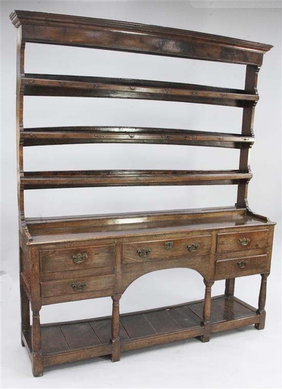 An 18th century oak dresser, W.5ft 7in.